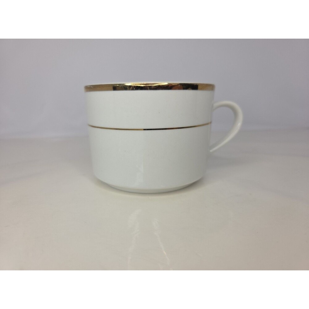Golden Traditions by Signature porcelain white coffee cup with gold Trim Single